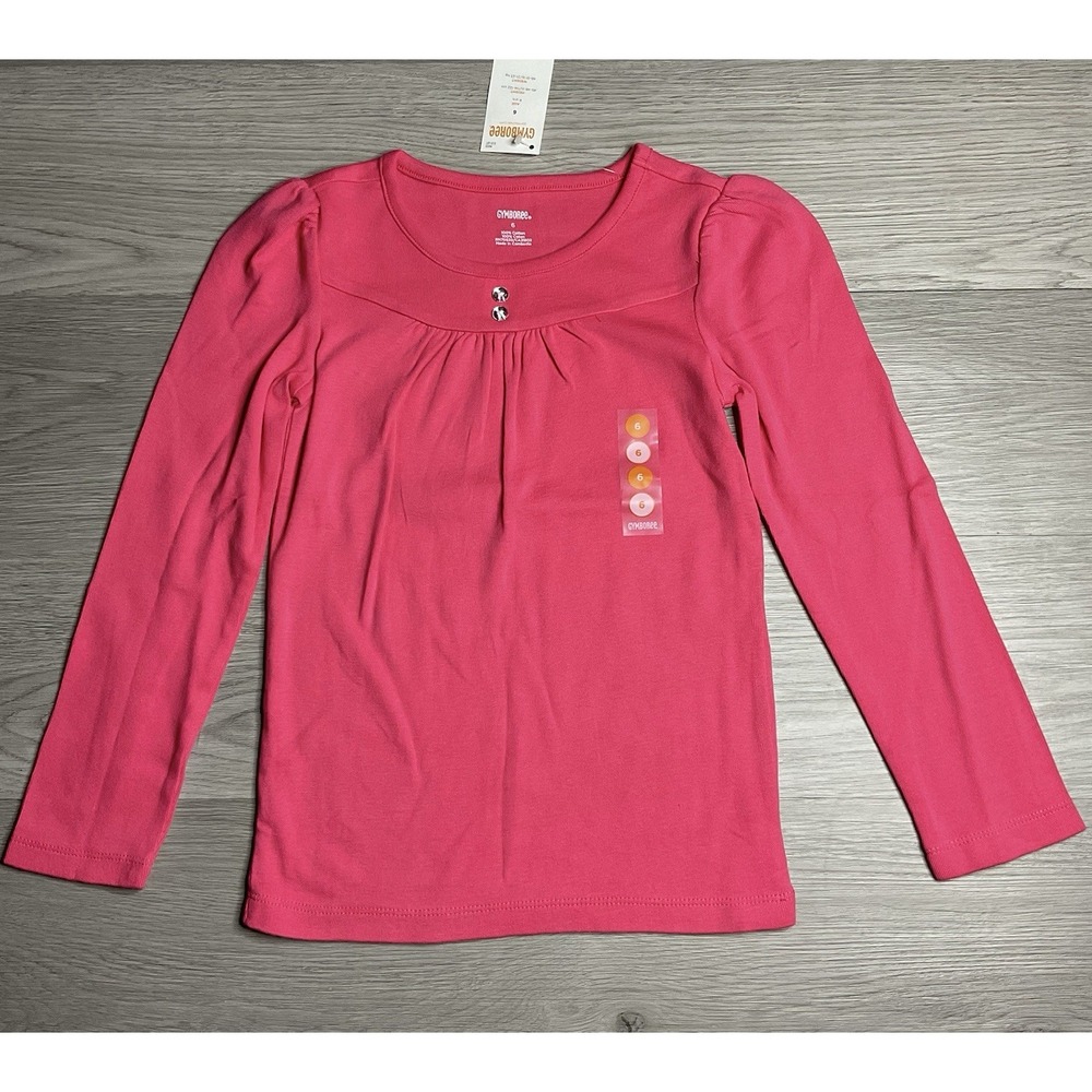 Gymboree Girls Size 6‎ Dark Pink Long Sleeve Top Button NWT